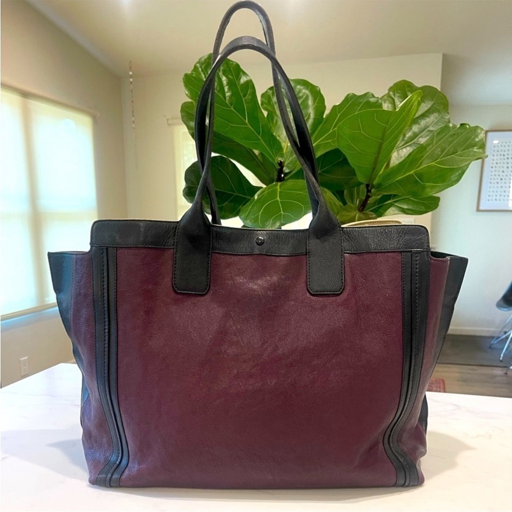 Chloe Alison East-West Colorblock Large Calfskin Tote Purple & Black 2013